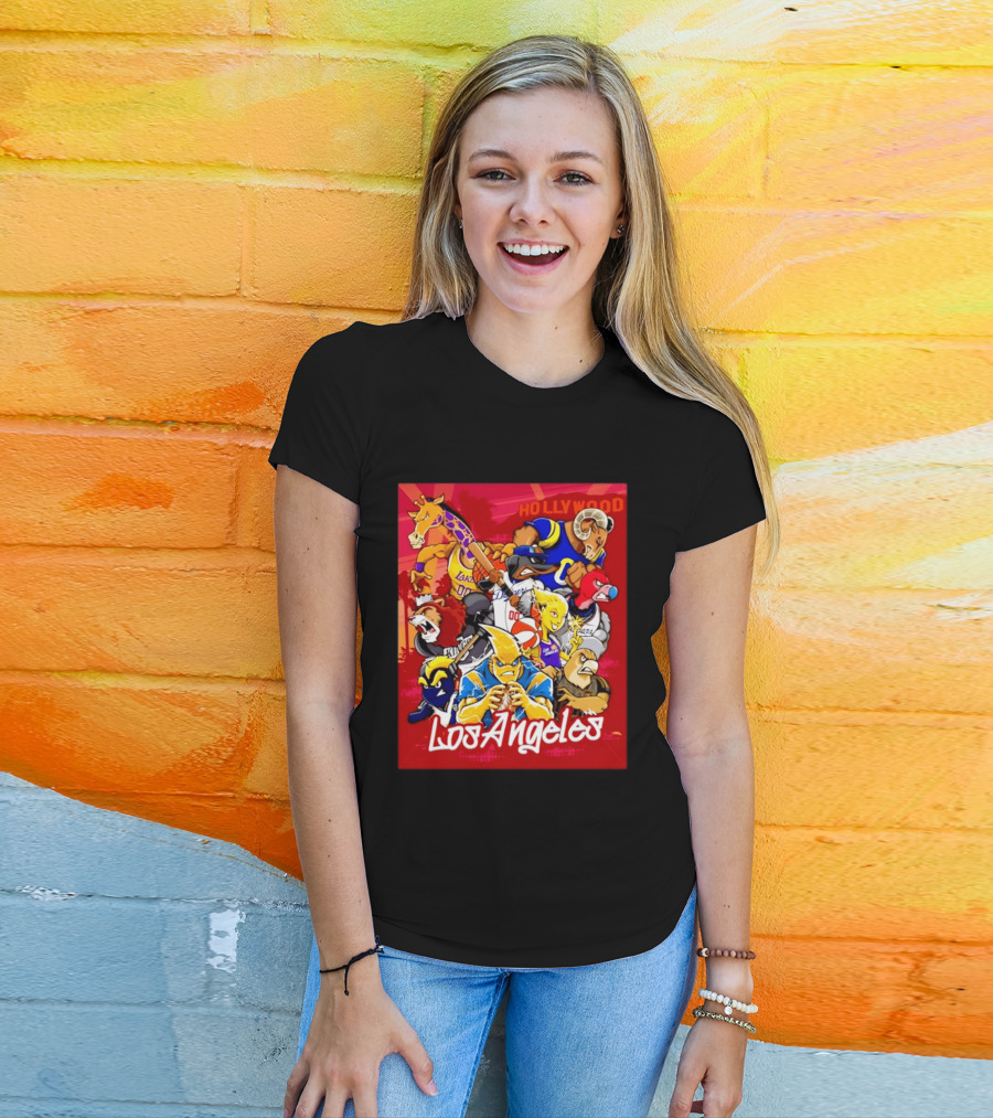Los Angeles Legends Hollywood Sports Mashup With Dodgers Lakers Kings Rams And Clippers T-Shirt