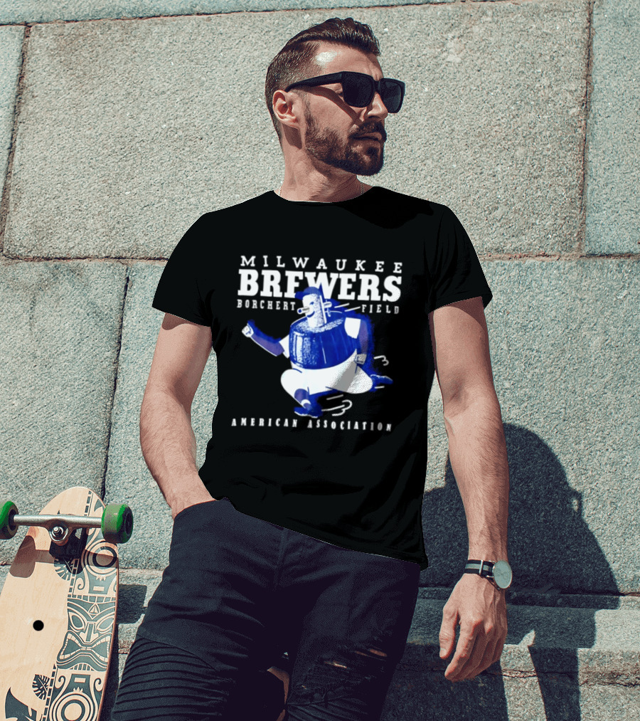 Milwaukee Brewers Borchert Field American Association Retro Baseball T-Shirt