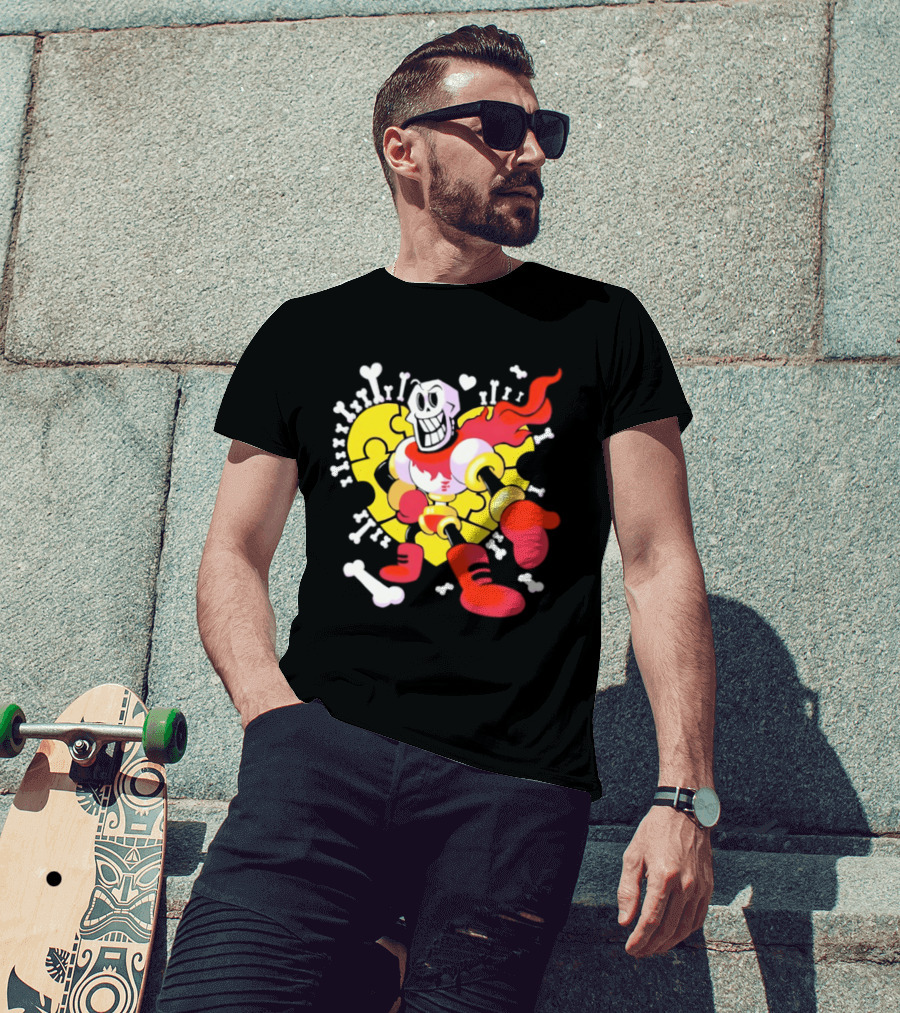 Papyrus Bonetrousle 10th Anniversary Undertale Puzzle Heart Skeleton T-Shirt