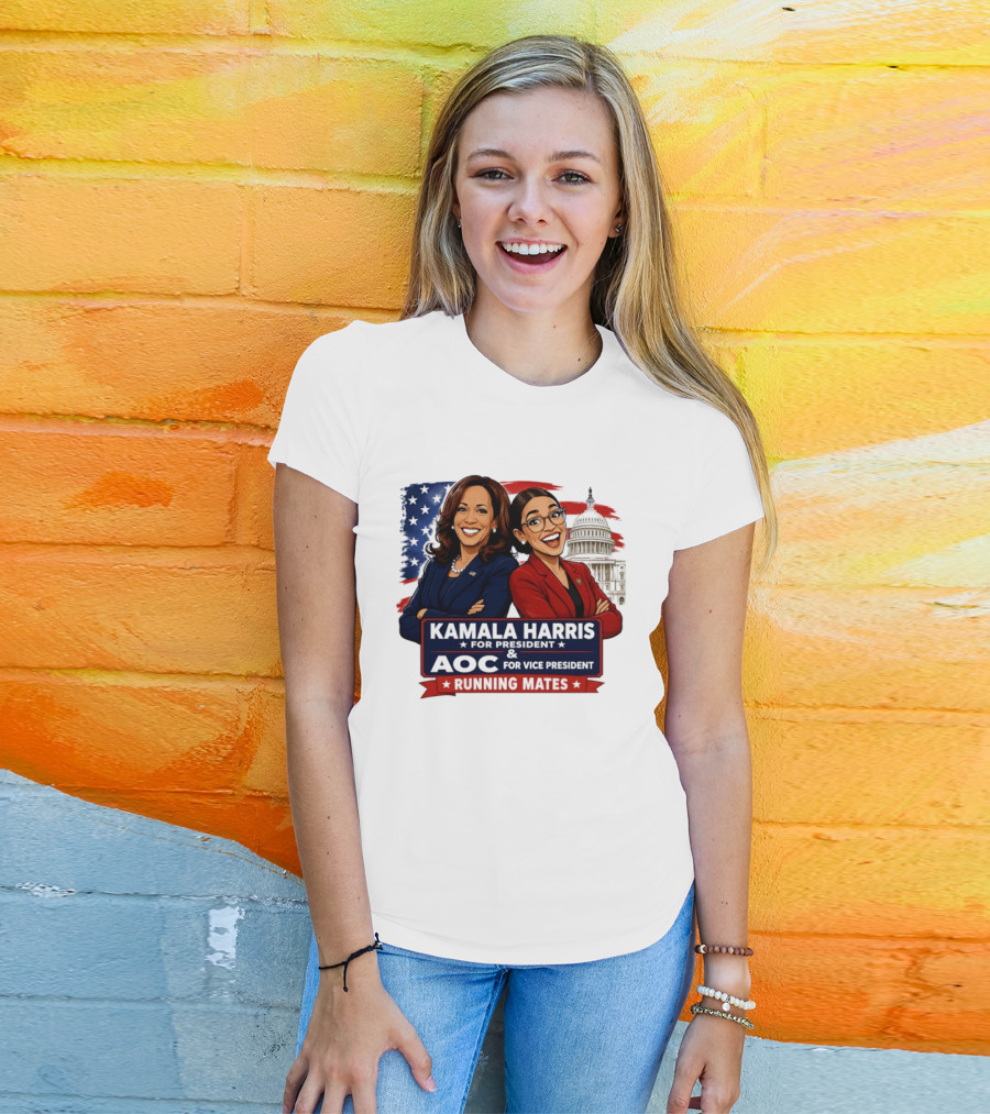 Kamala Harris For President AOC Vice President Running Mates Capitol T-Shirt
