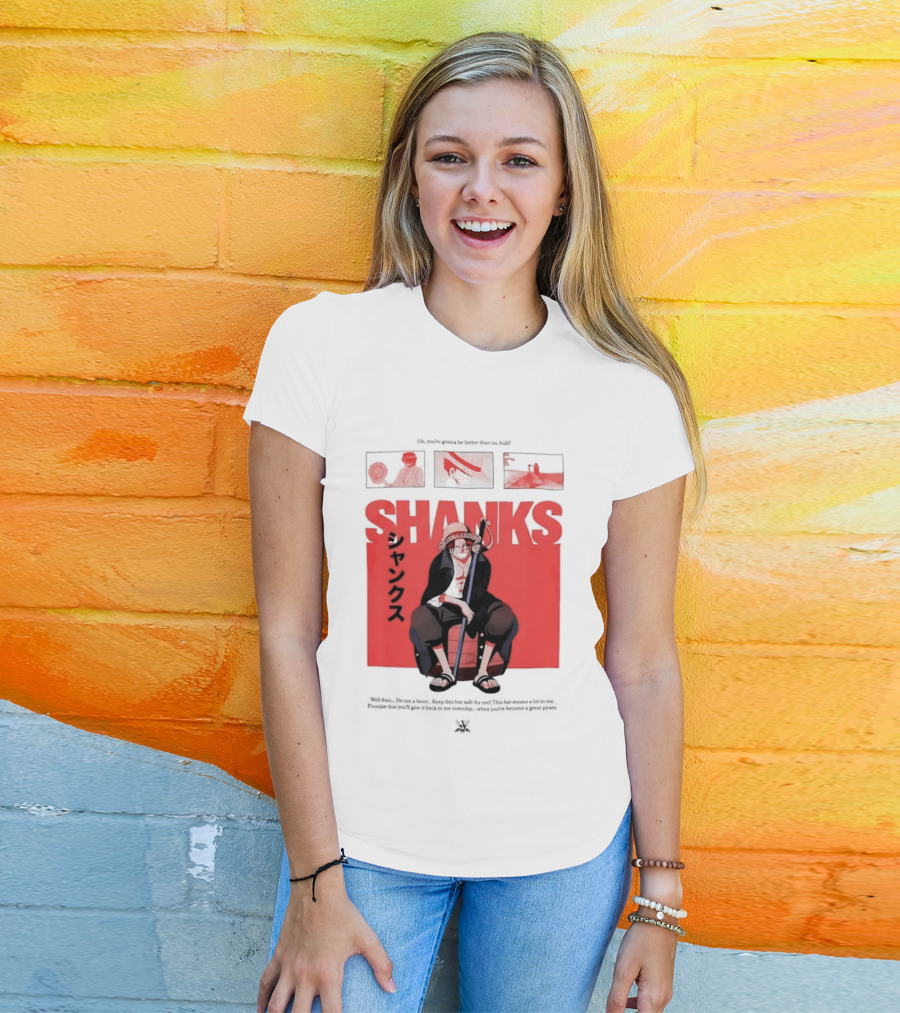 One Piece Shanks Luffy Straw Hat Pirates Manga Panels T-Shirt