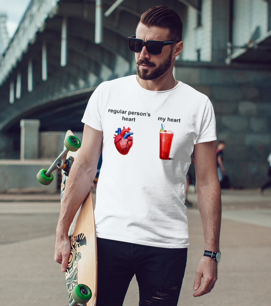 Regular Person's Heart Vs My Heart Cocktail Emoji Comparison T-Shirt