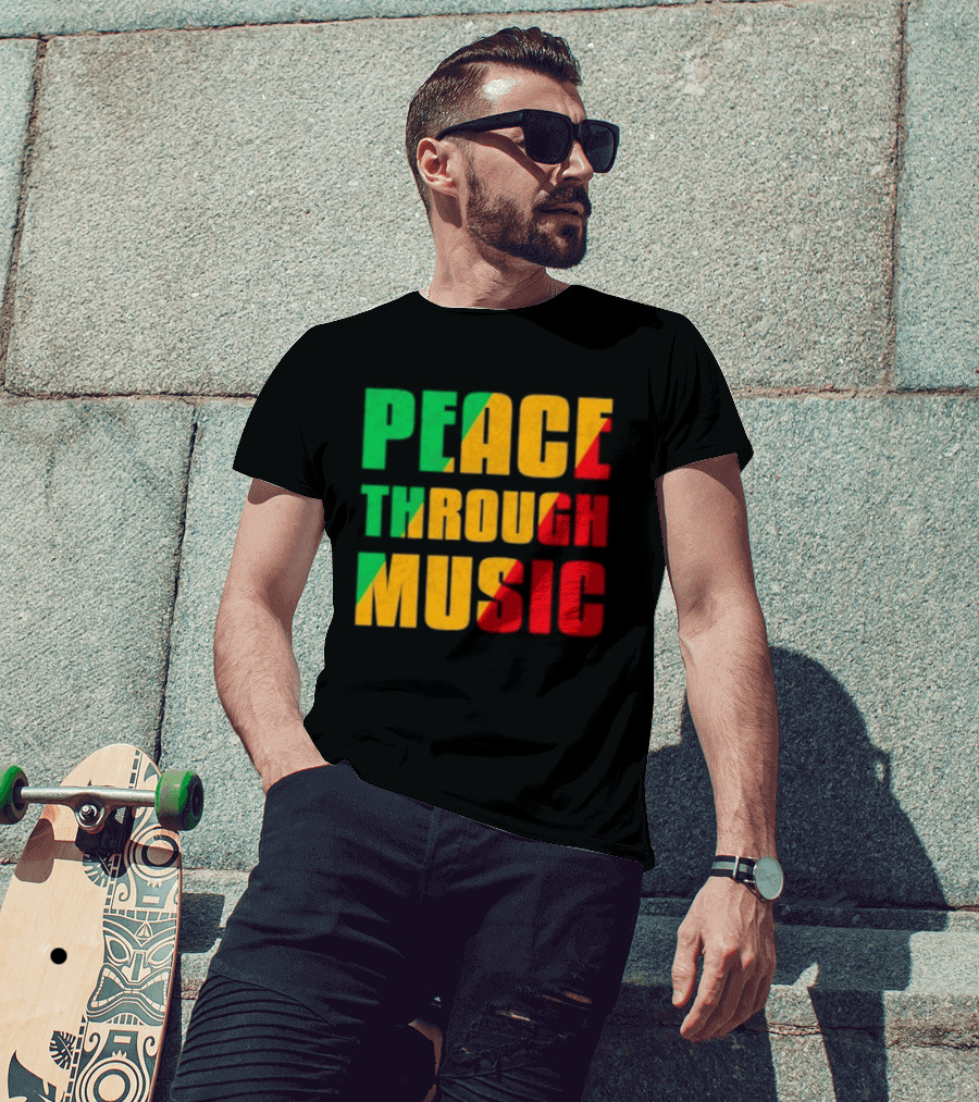 Peace Through Music Reggae Rasta Jamaica T-Shirt