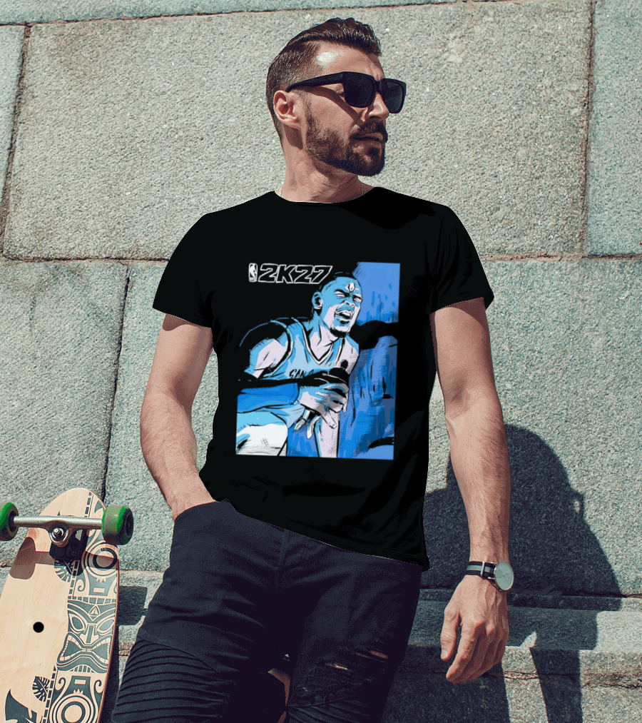 Victor Wembanyama NBA 2K27 Basketball Game Cover T-Shirt