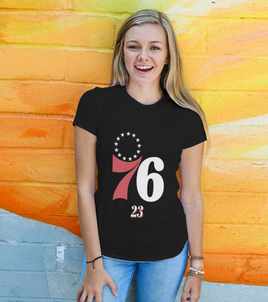 Philadelphia 76ers LeBron James 23 In The Paint Name And Number Royal 76ers T-Shirt