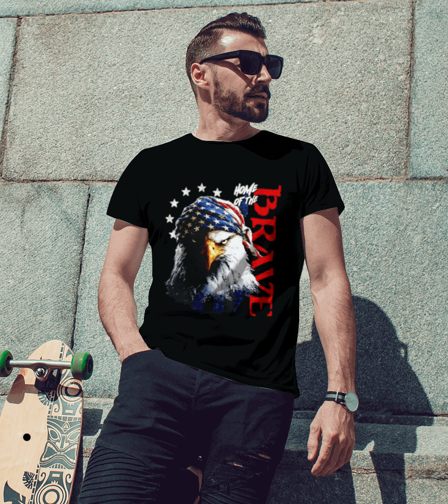 American Eagle Bandana Home Of The Brave Stars T-Shirt
