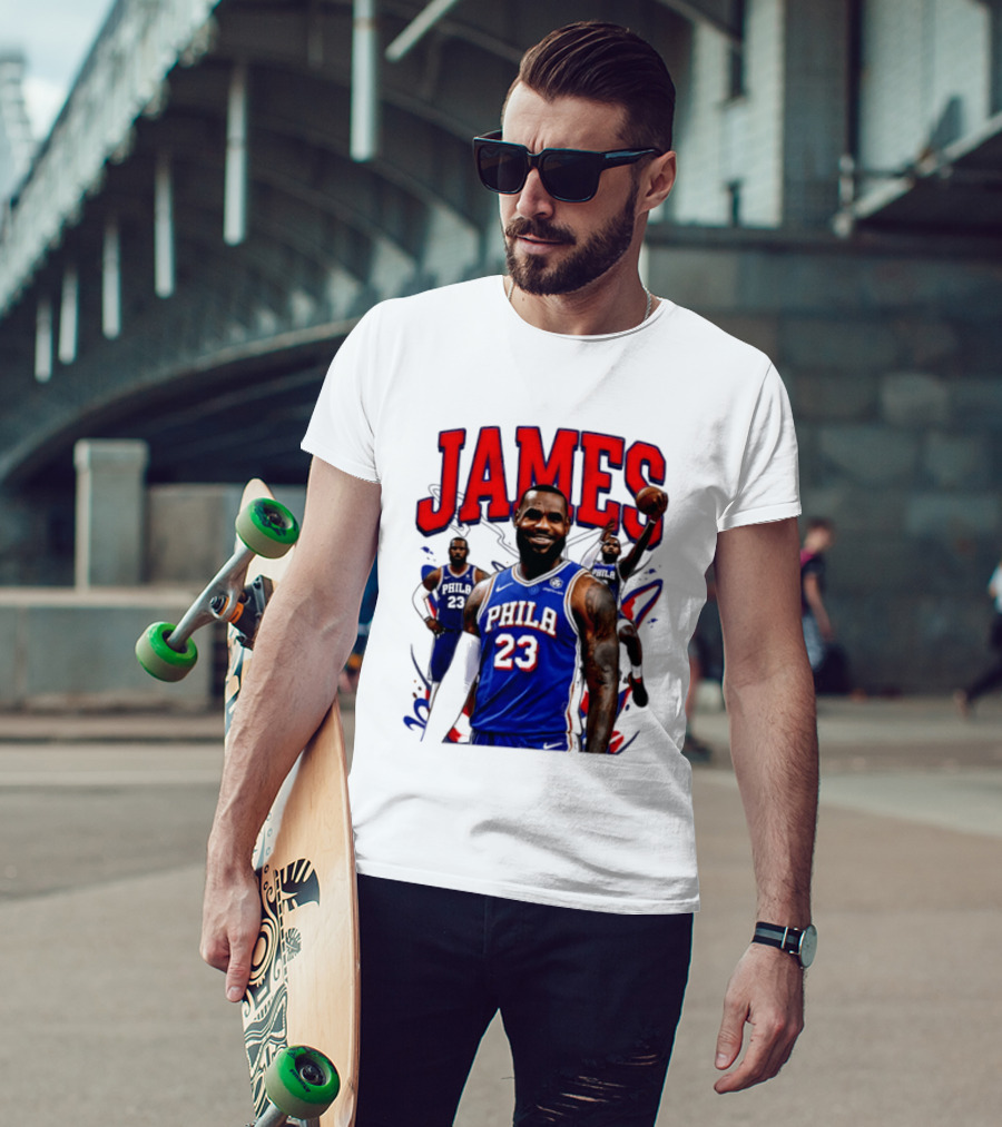 Philadelphia 76ers LeBron James 2026 Basketball Player T-Shirt