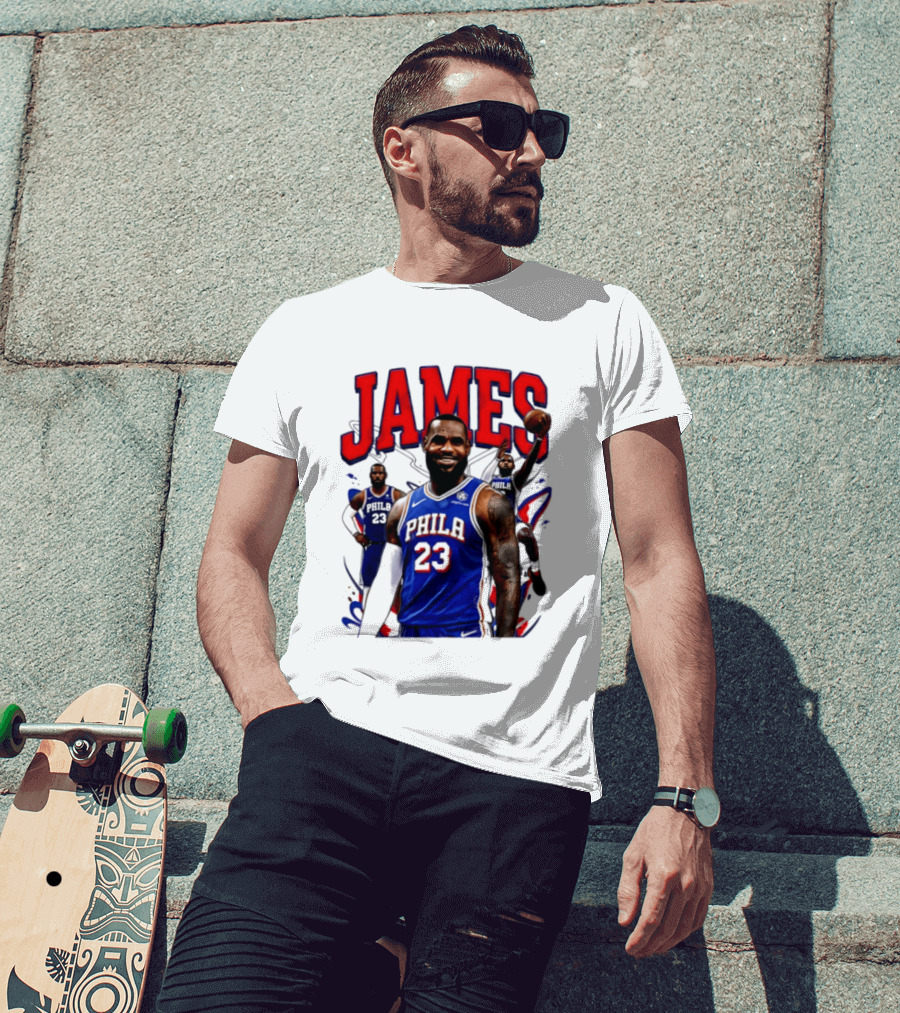 Philadelphia 76ers LeBron James 2026 Basketball Player T-Shirt