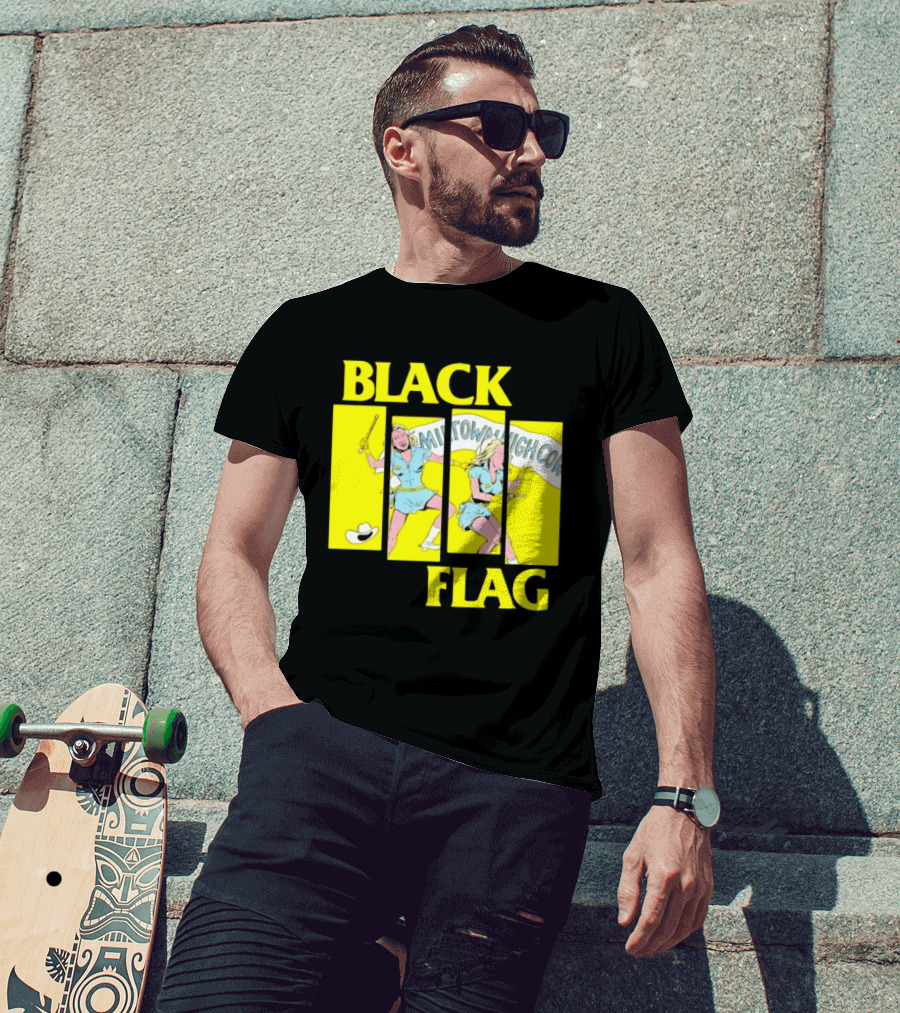 Black Flag Midtown High Comix Punk Rock Mid 20th Century T-Shirt