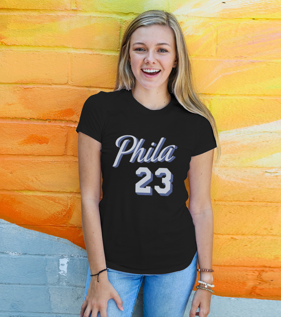 LeBron James 23 Phila 23 Philadelphia 76ers NBA Basketball Two Sided T-Shirt