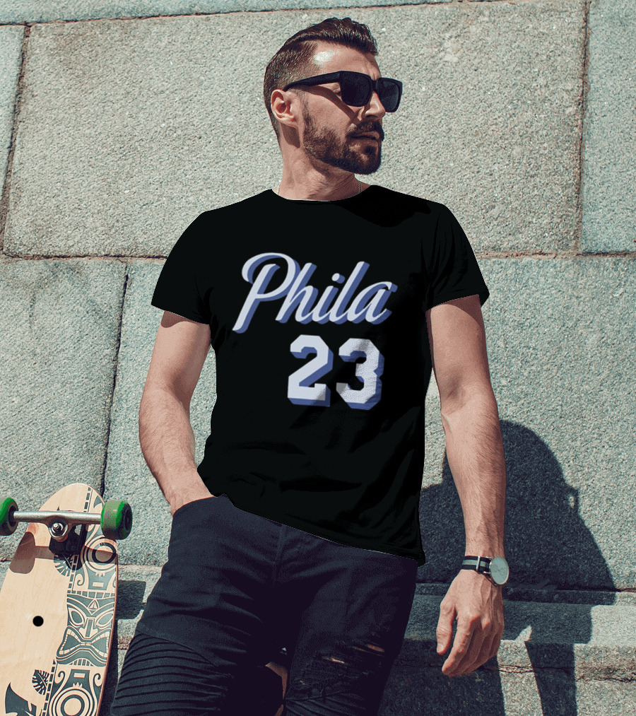 LeBron James 23 Phila 23 Philadelphia 76ers NBA Basketball Two Sided T-Shirt