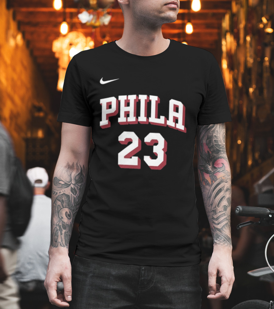 LeBron James 23 Phila 76ers Name Number Royal Nike T-Shirt