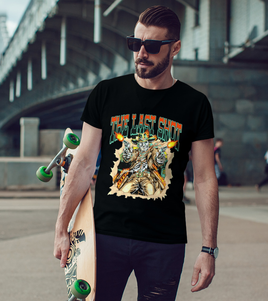 The Last Shot Cowboy Skeleton Western Gunslinger T-Shirt