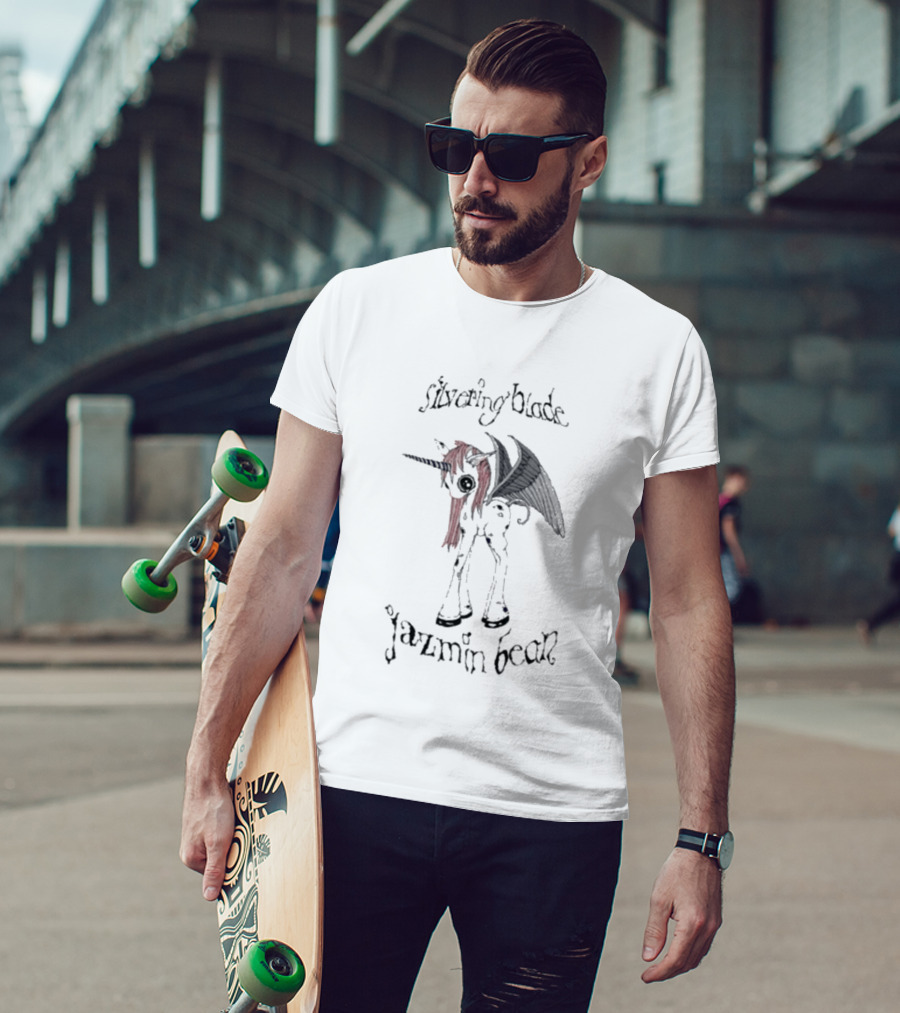 Jazmin Bean Silvering Blade Unicorn With Wings T-Shirt