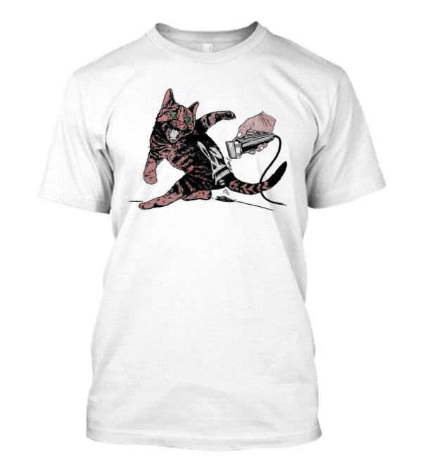 Shaving Cat Crazy Tabby Pet Grooming Clipper Reaction T-Shirt