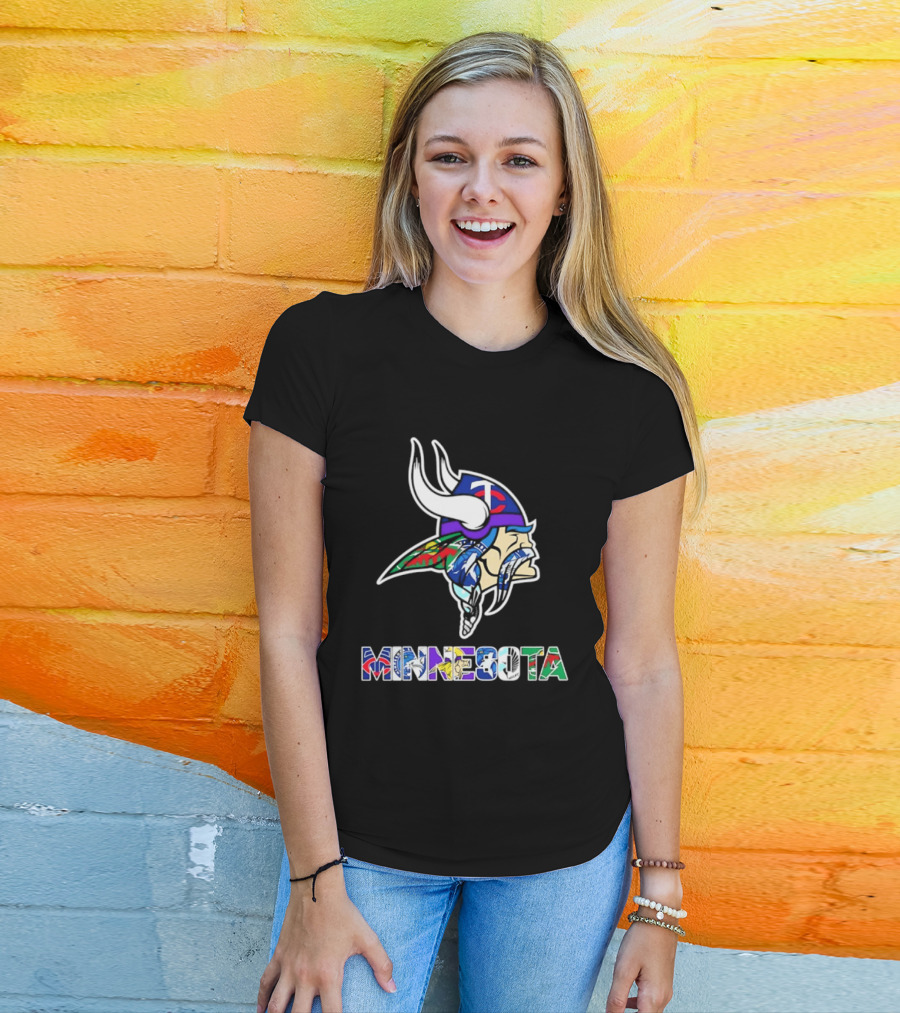 Minnesota Vikings Twins Wild Timberwolves United Team Fans Mashup T-Shirt
