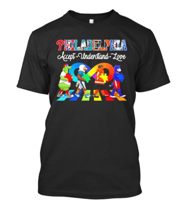 Philadelphia Mascots Accept Understand Love Puzzle Parade T-Shirt