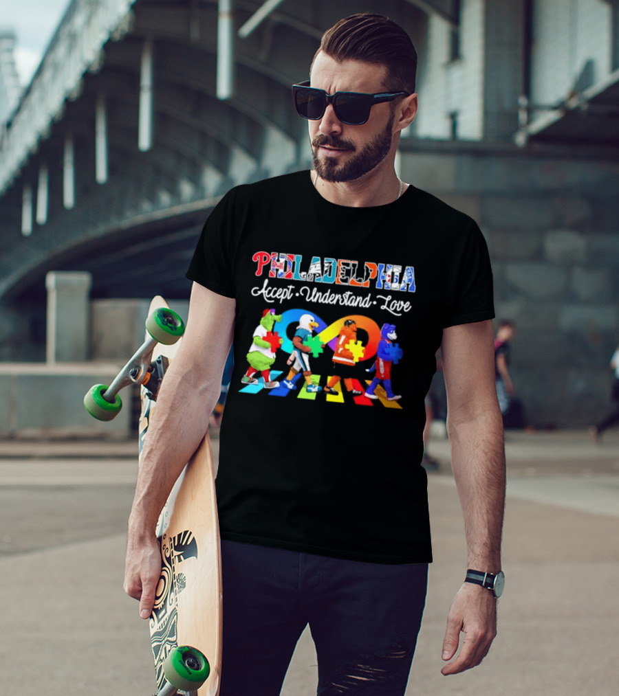 Philadelphia Mascots Accept Understand Love Puzzle Parade T-Shirt