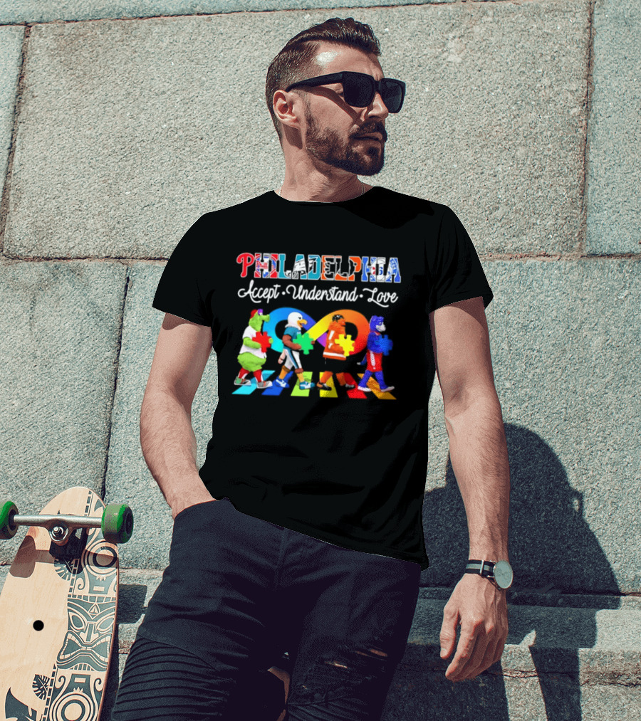Philadelphia Mascots Accept Understand Love Puzzle Parade T-Shirt