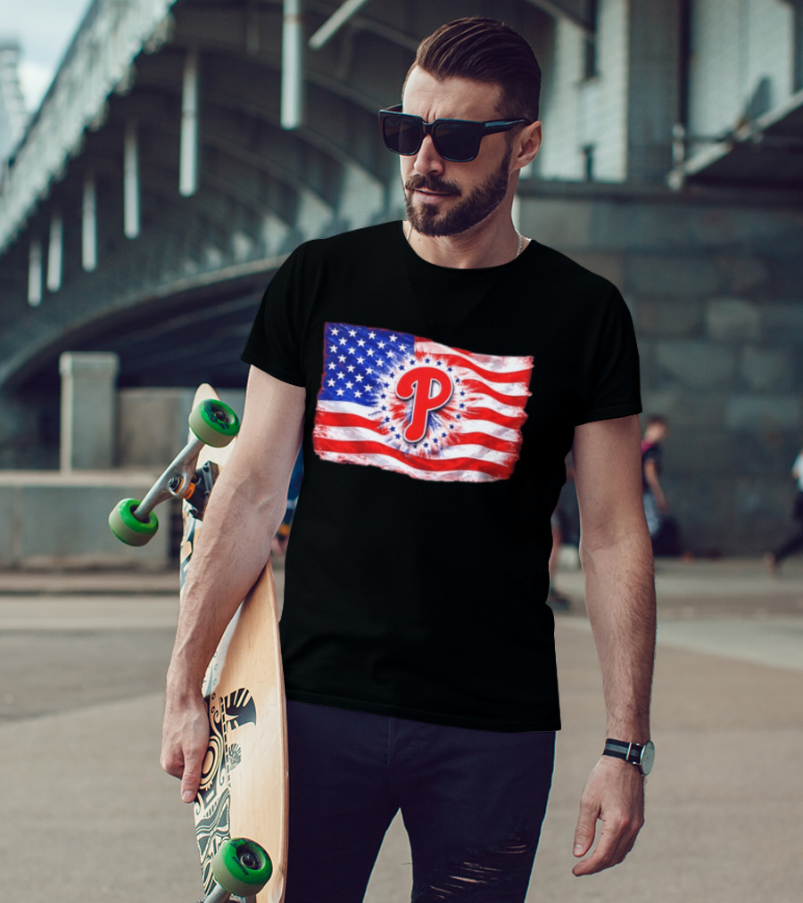 Phillies Patriotic American Flag Philadelphia Baseball 250th Anniversary Independence Day T-Shirt