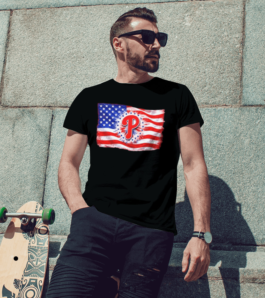 Phillies Patriotic American Flag Philadelphia Baseball 250th Anniversary Independence Day T-Shirt