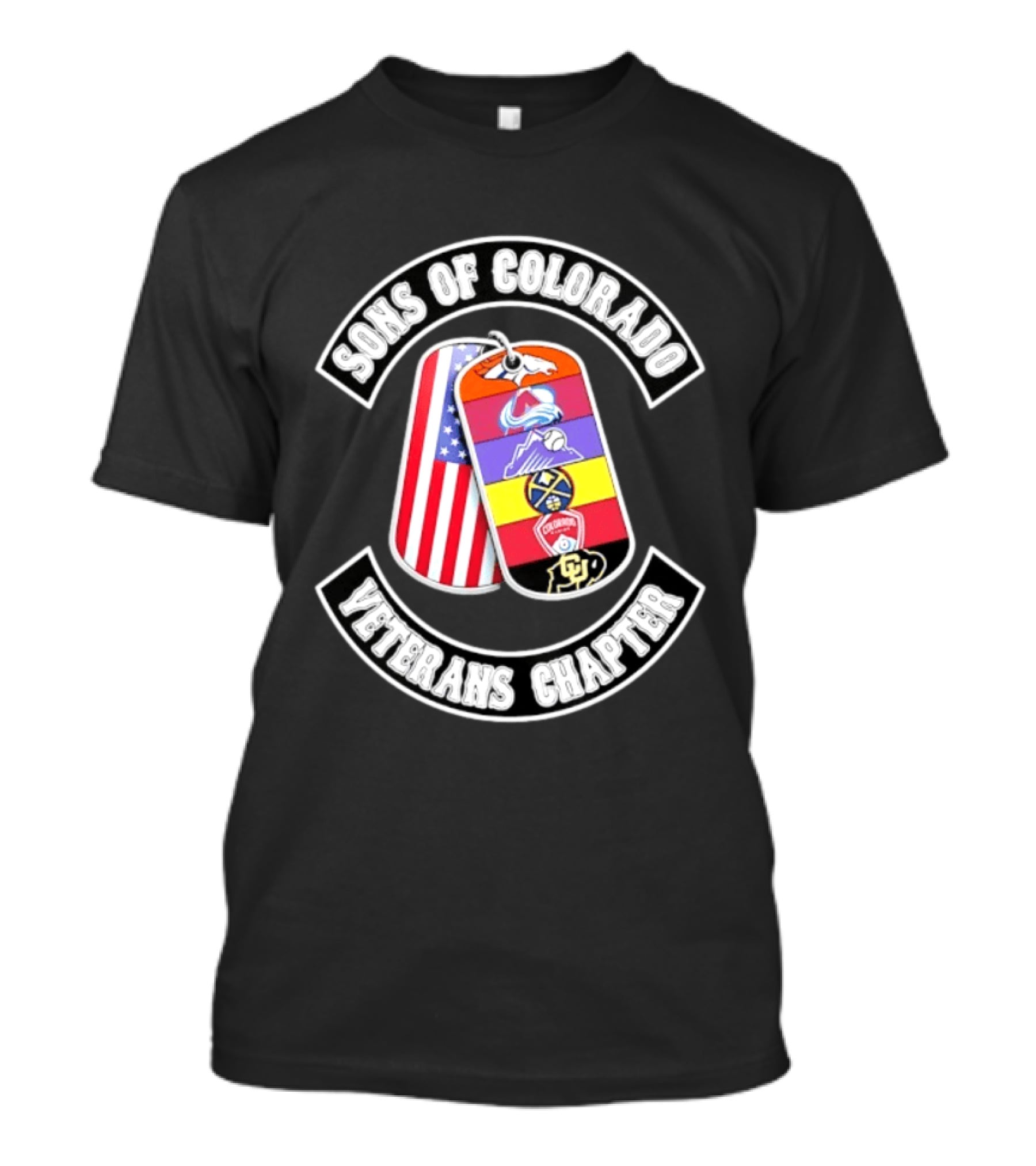 Sons Of Colorado Veterans Chapter Avalanche Rockies Nuggets Buffaloes American Flag T-Shirt