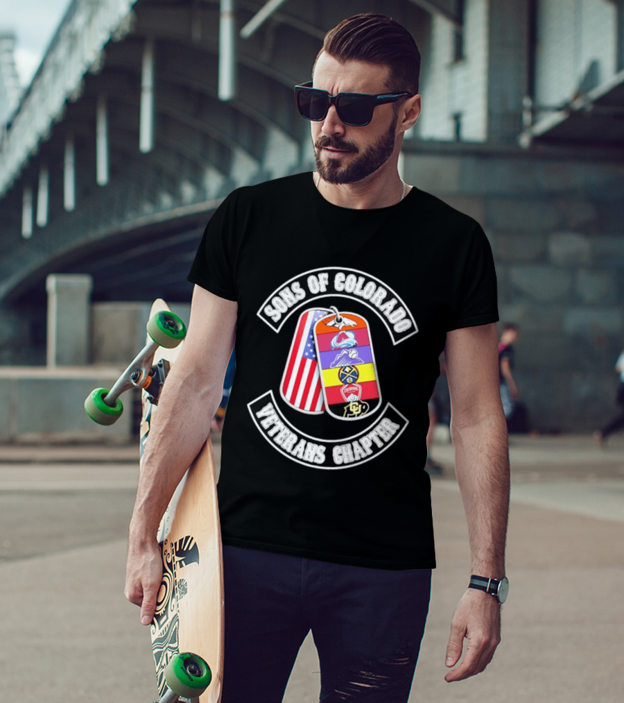 Sons Of Colorado Veterans Chapter Avalanche Rockies Nuggets Buffaloes American Flag T-Shirt