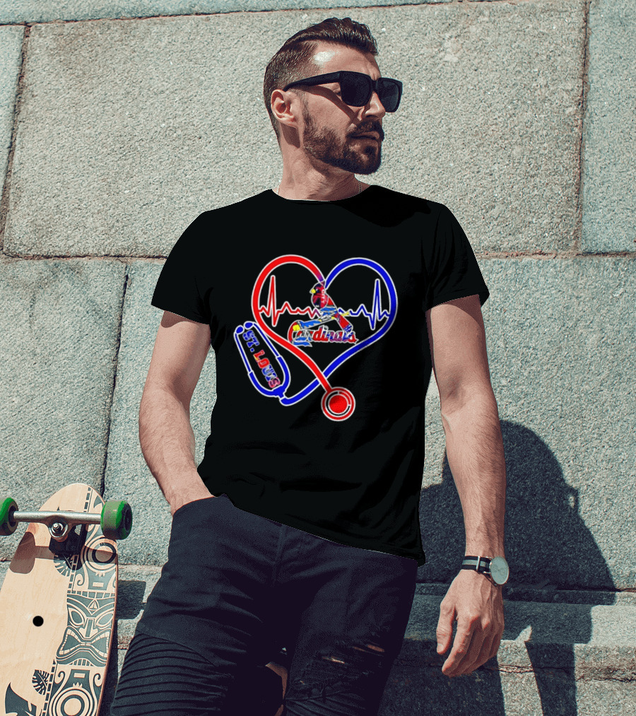 St Louis Cardinals Heartbeat Stethoscope Fan Pride T-Shirt