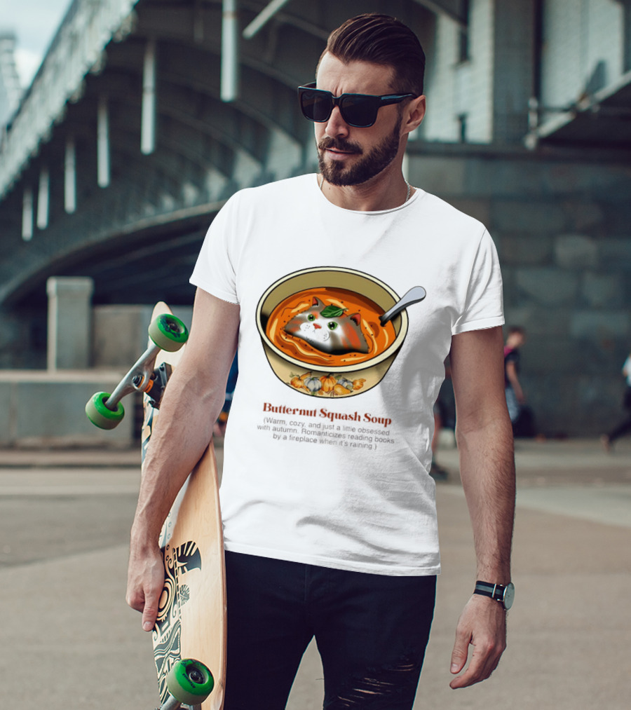 Butternut Squash Soup Cat Floating Whiskers Bowl T-Shirt