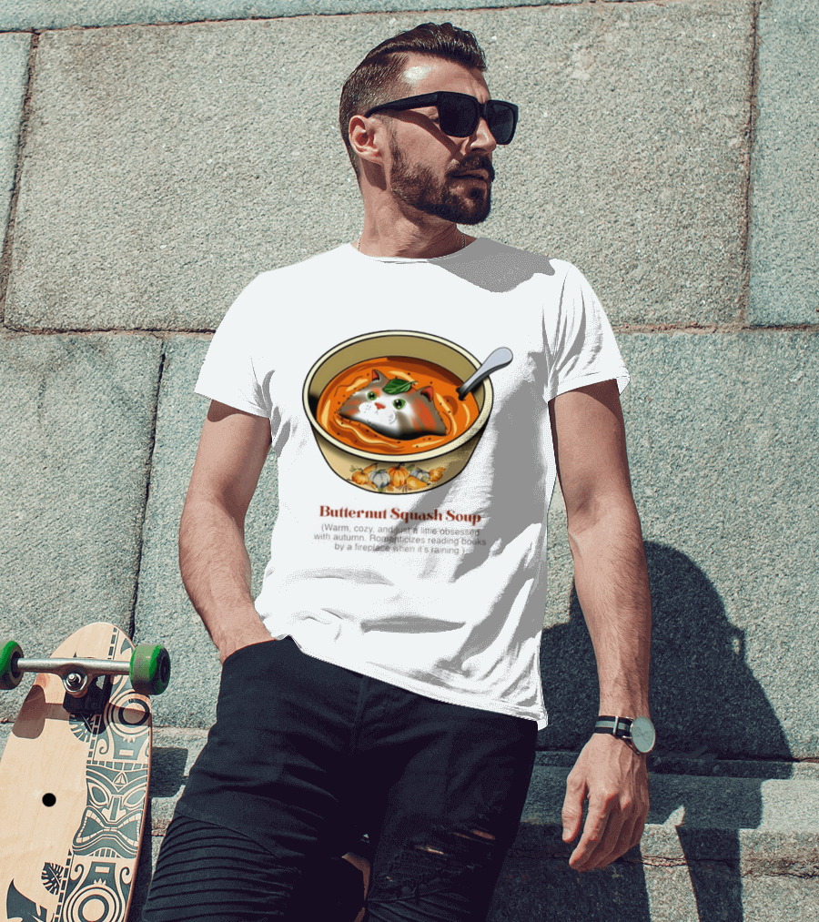 Butternut Squash Soup Cat Floating Whiskers Bowl T-Shirt