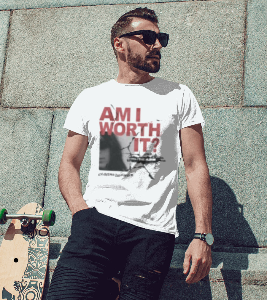 Clover's Daughter Am I Worth It Black And White T-Shirt