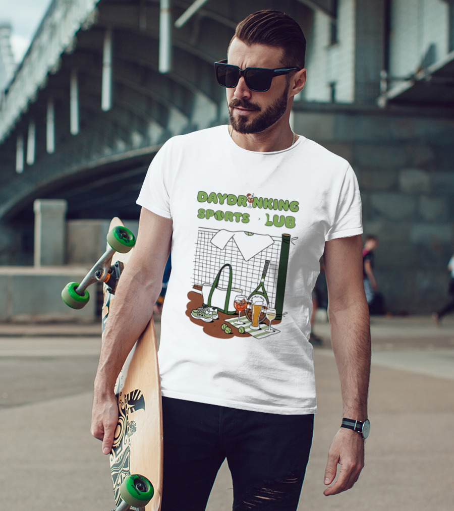Daydrinking Sports Club Tennis Gear And Cocktails T-Shirt