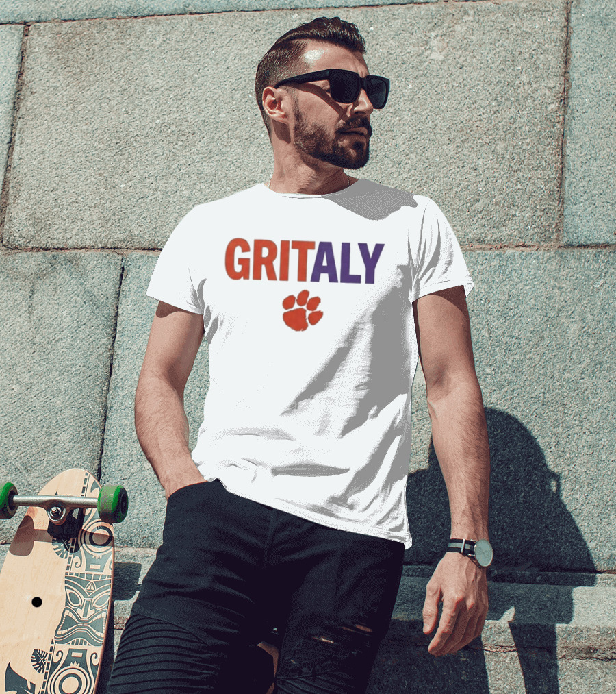 Gritaly Clemson Basketball Orange Purple Paw T-Shirt