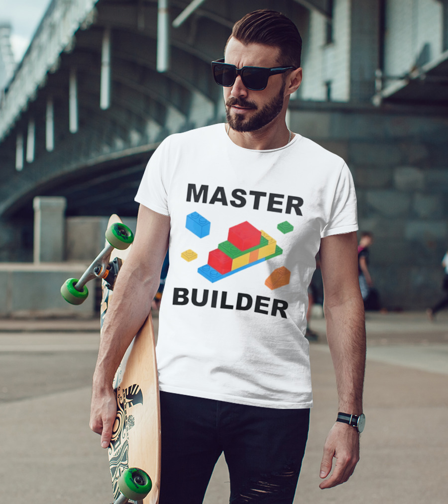 Master Builder Colorful Bricks Construction Fun T-Shirt