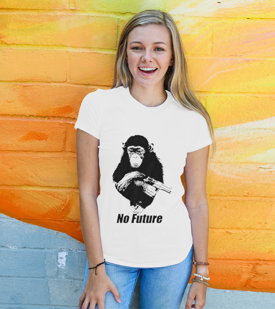 Monkey No Future With Gun T-Shirt