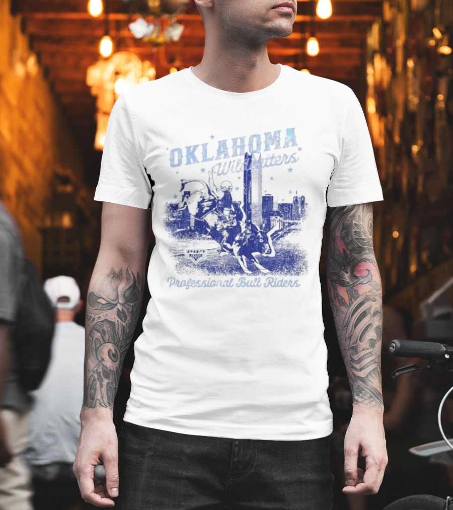 Oklahoma Wildcatters Professional Bull Riders Cowboy City Skyline T-Shirt