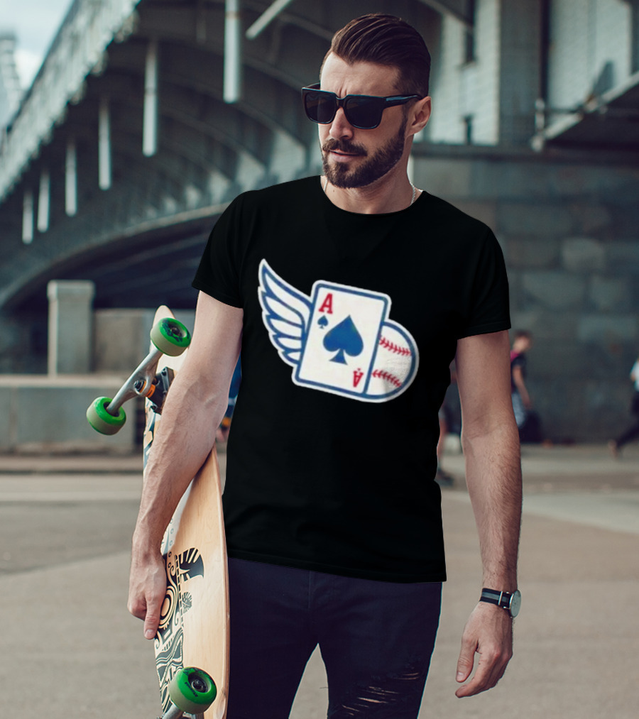 Ace Of Spades Baseball Winged Playing Card T-Shirt