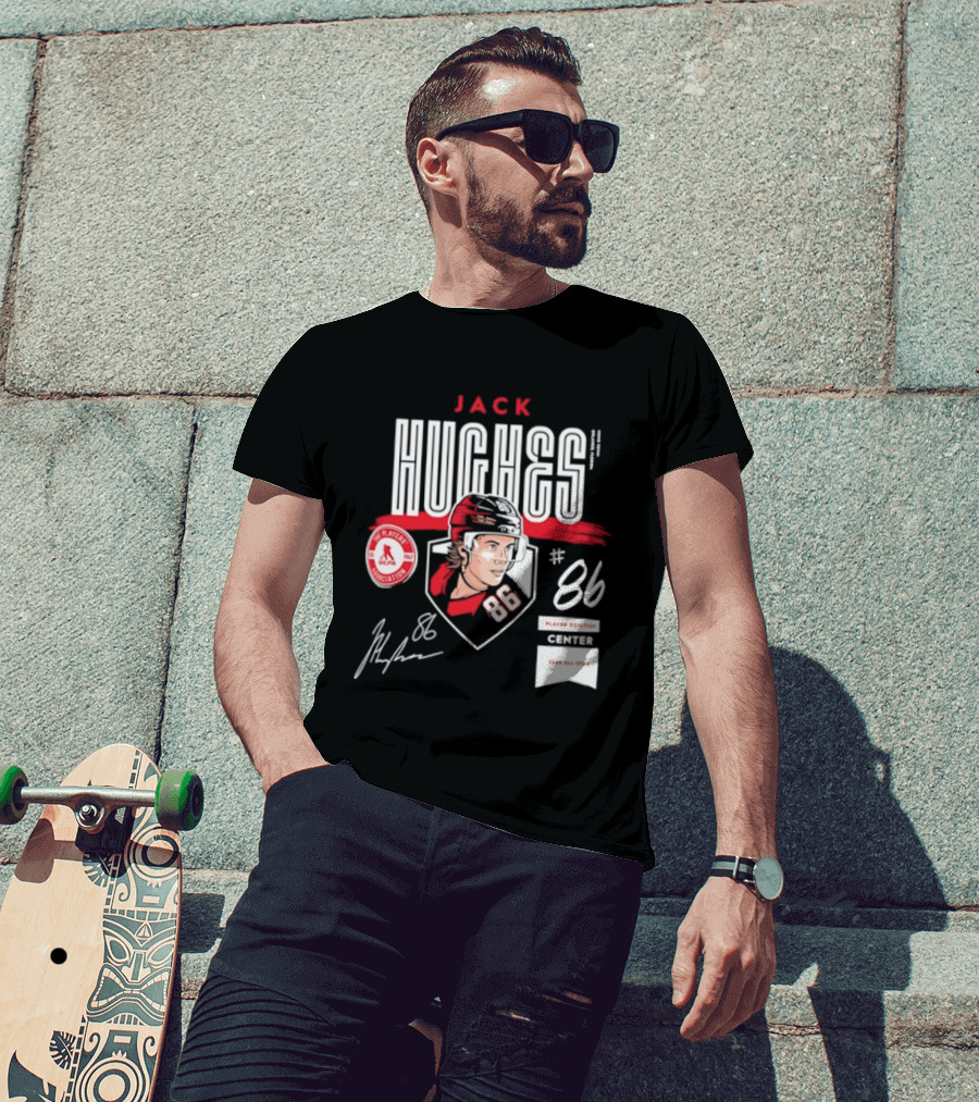 Jack Hughes 86 New Jersey Devils NHL Players Association Center 2026 All Star T-Shirt
