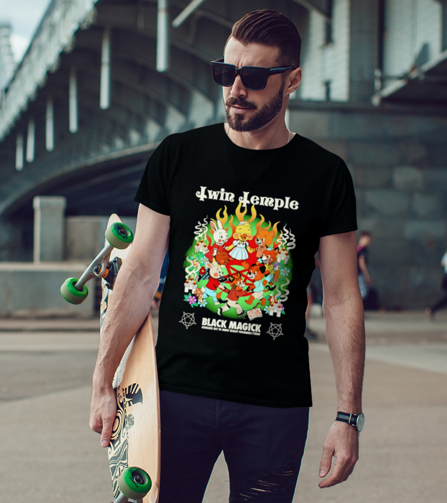 Twin Temple Black Magick Won't Somebody Please Think Of The Children Iconic Pentagram And Occult T-Shirt