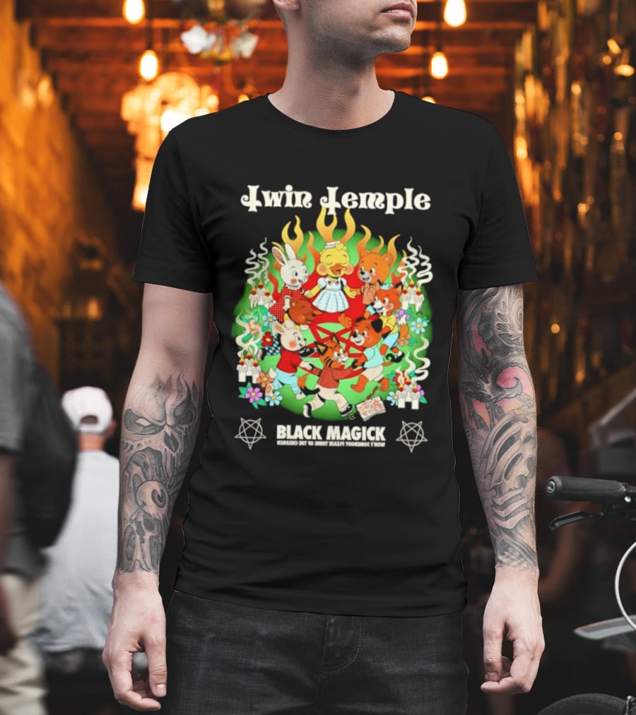 Twin Temple Black Magick Won't Somebody Please Think Of The Children Iconic Pentagram And Occult T-Shirt