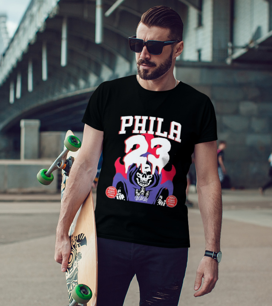 PHILA 23 Skeleton Grim Reaper Spooky Philly Worst Eternal T-Shirt
