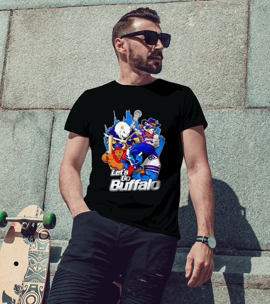 Let's Go Buffalo Bandits Sabres Bills Characters Sports Mascots T-Shirt