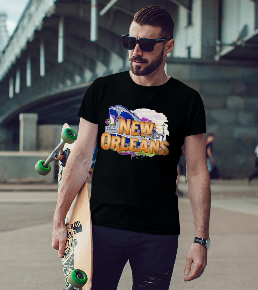 New Orleans Jazz Musical Vibes Trombone Balcony T-Shirt