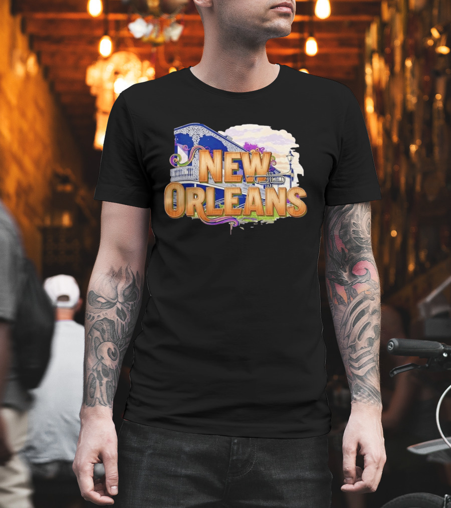 New Orleans Jazz Musical Vibes Trombone Balcony T-Shirt