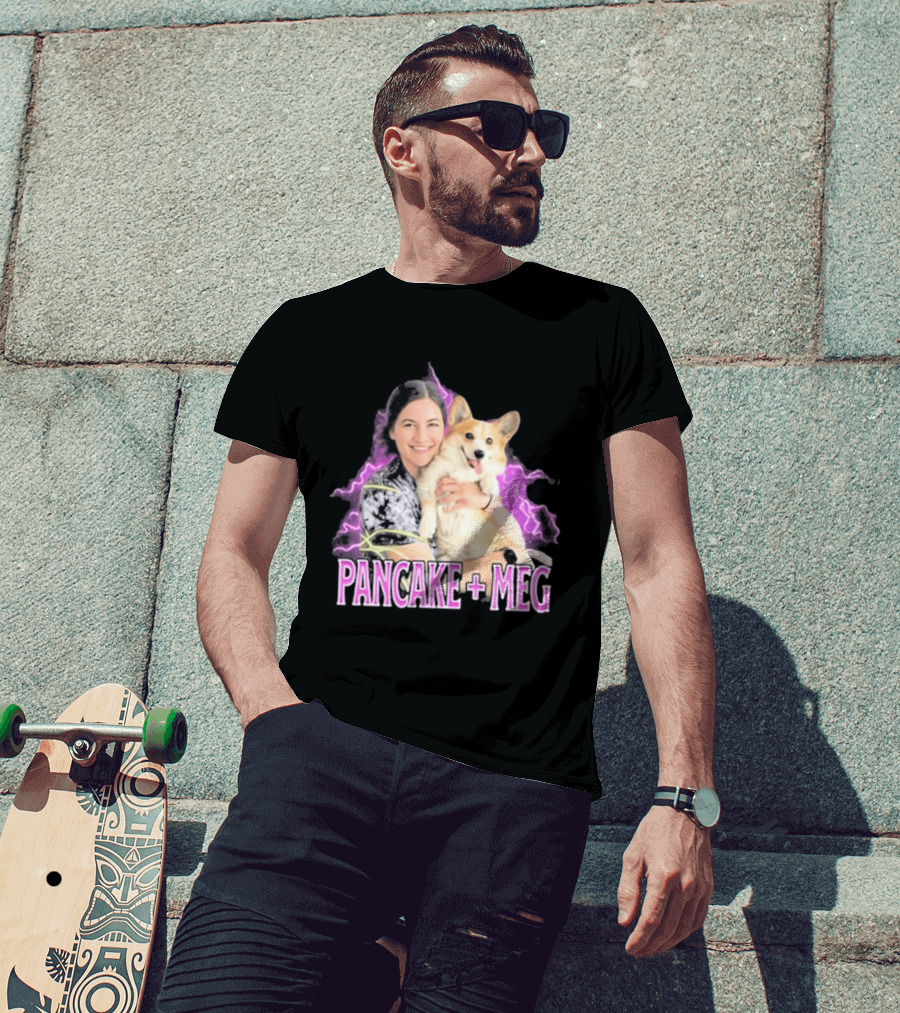 Pancake + Meg Electric Purple Corgi Hug T-Shirt