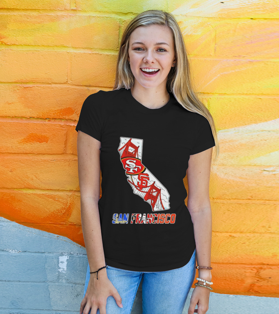San Francisco 49ers Giants California Map T-Shirt
