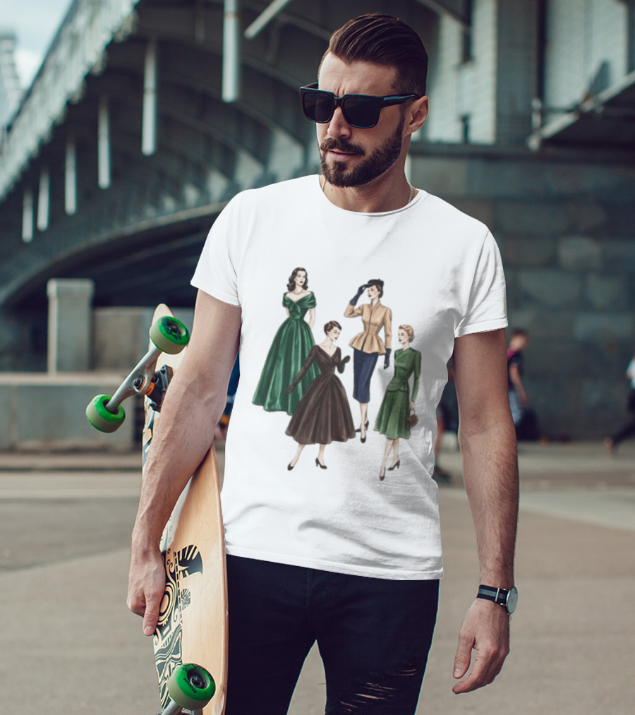 1950s Vintage Fashion Elegant Ladies Dresses T-Shirt
