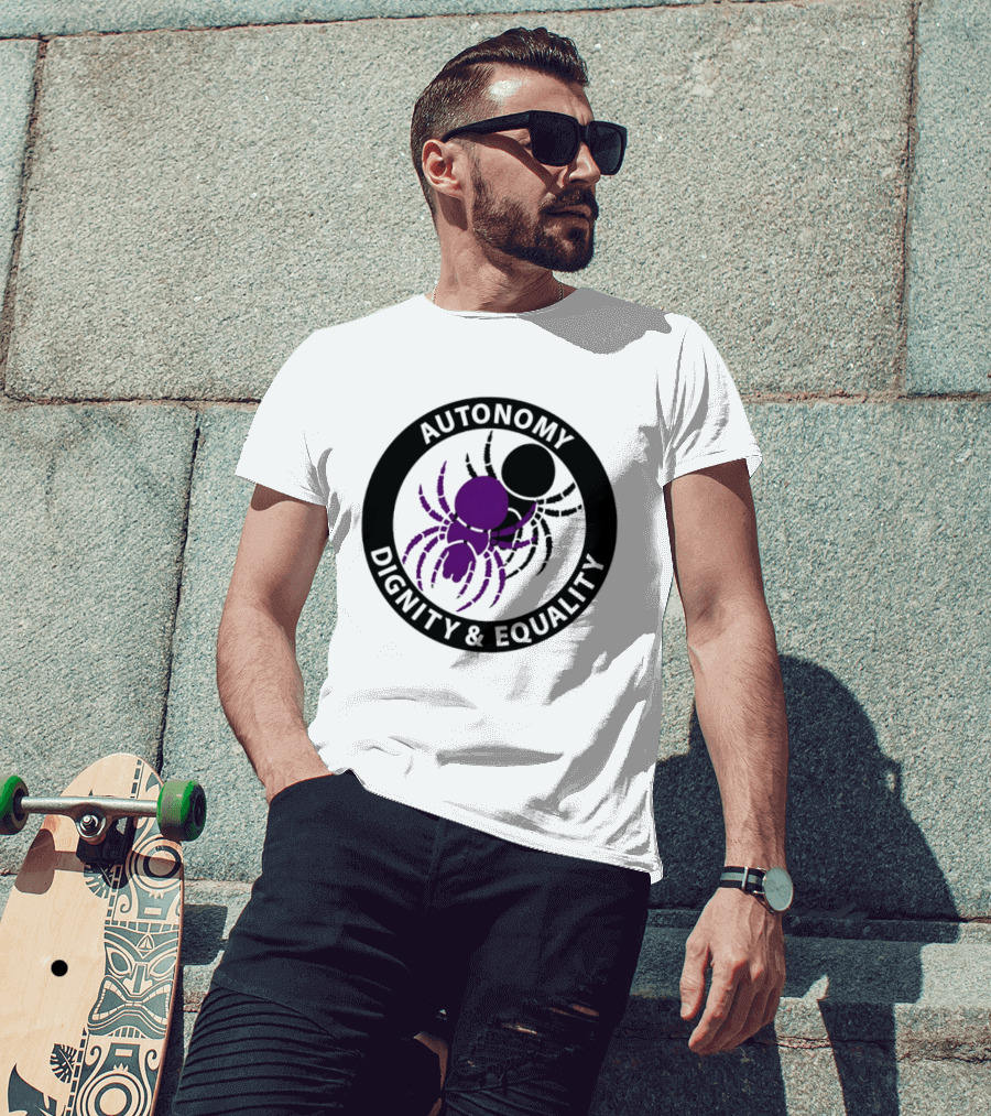 Autonomy Dignity Equality Purple Spider Emblem Social Justice T-Shirt