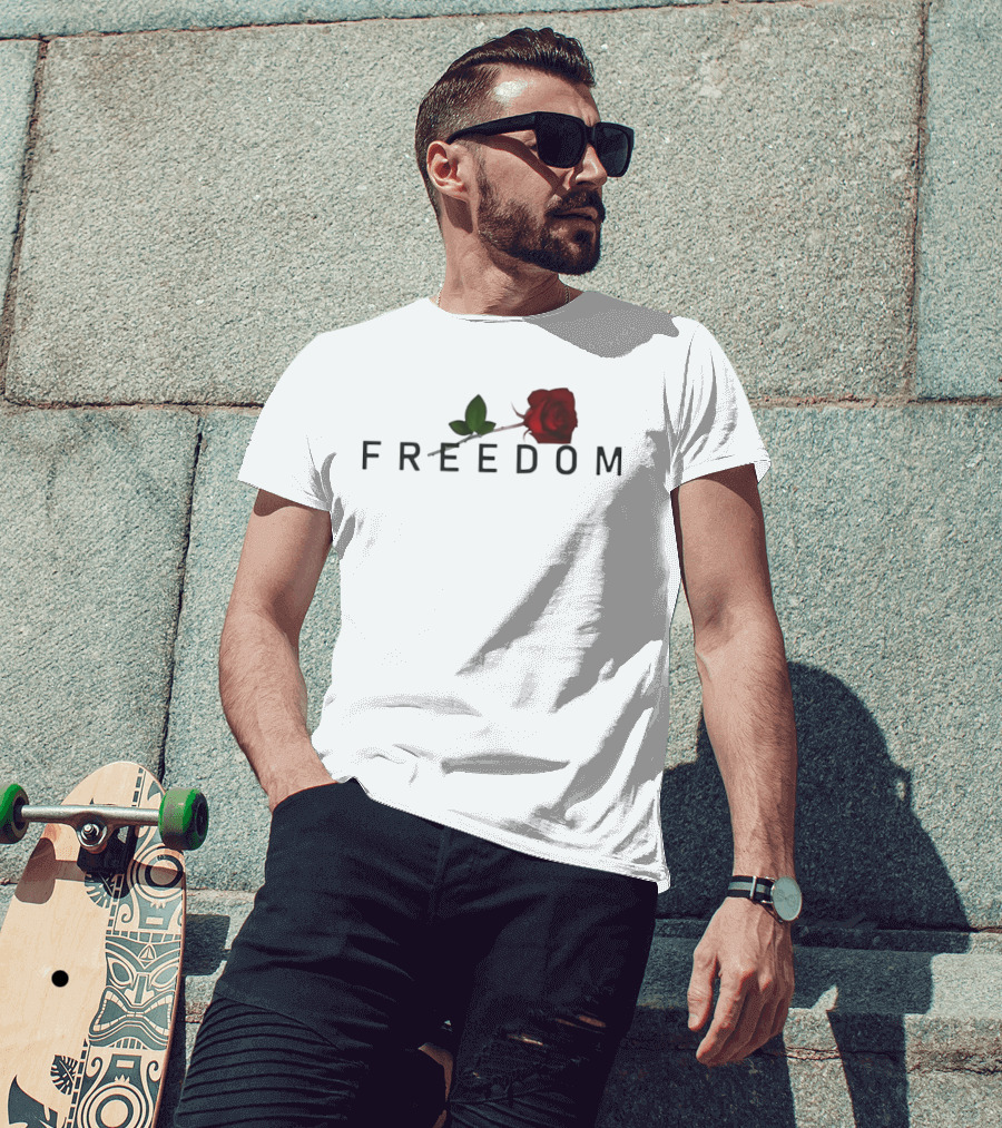 Freedom Red Rose Flower Charlie Kirk T-Shirt
