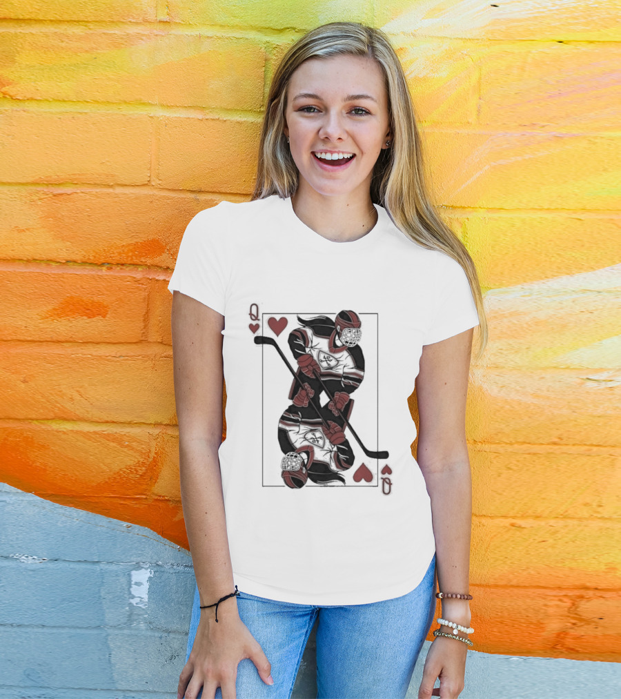 Queen Of Hearts Hockey Playing Card T-Shirt